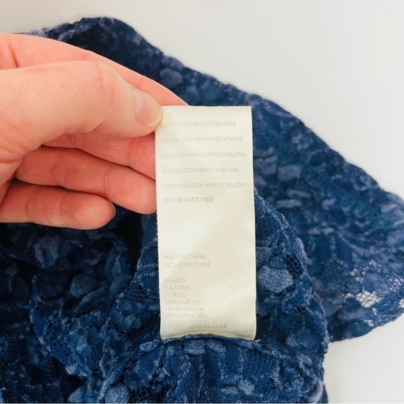 Free People Sweet Whisper Samantha Blue Lace Oversized Cowl Neck Draped Top - Picture 7 of 7